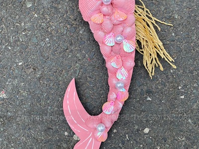 Mô hình Nàng tiên cá Handmade vỏ sò ốc [Bằng gỗ - 3 màu] KT53x14cm MOHINH-PCB-02